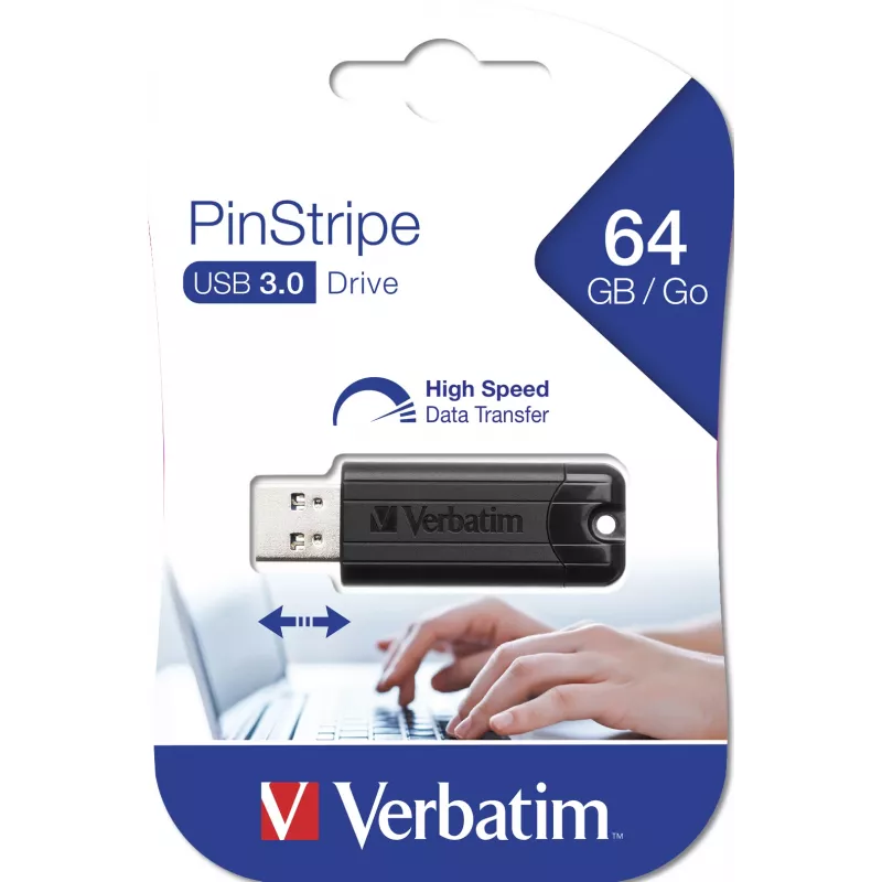 Verbatim PinStripe 3.0 - USB 3.0 Drive 64 GB – Czarny