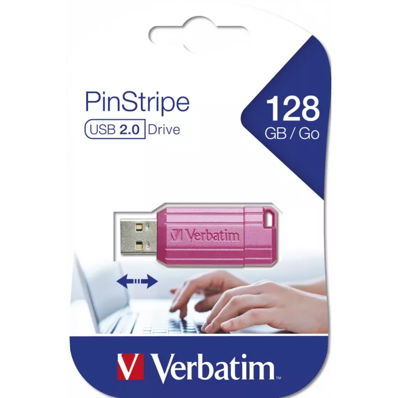 Pendrive Verbatim PinStripe 128 GB USB Typ-A 2.0 Różowy