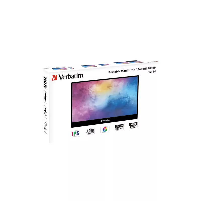 Verbatim 49590 monitor komputerowy 35,6 cm (14 cali) 1920 x 1080 pikseli Full HD LCD Czarny