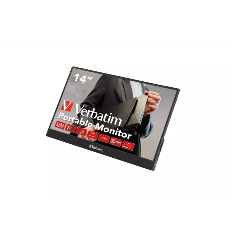 Verbatim 49590 monitor komputerowy 35,6 cm (14 cali) 1920 x 1080 pikseli Full HD LCD Czarny