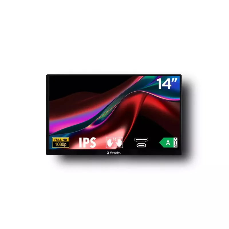 Verbatim 49591 monitor komputerowy 35.6 cm (14 inch) 1920 x 1080 pikseli Full HD LCD ekran dotykowy Czarny