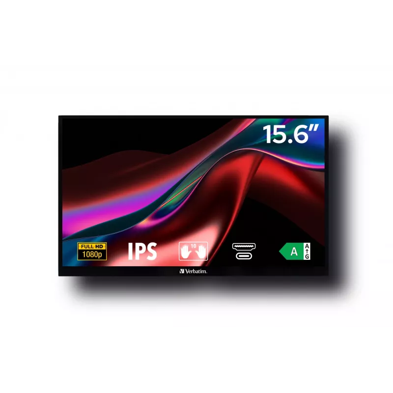 Verbatim 49592 monitor komputerowy 39.6 cm (15.6 cala) 1920 x 1080 pikseli Full HD LCD ekran dotykowy Czarny