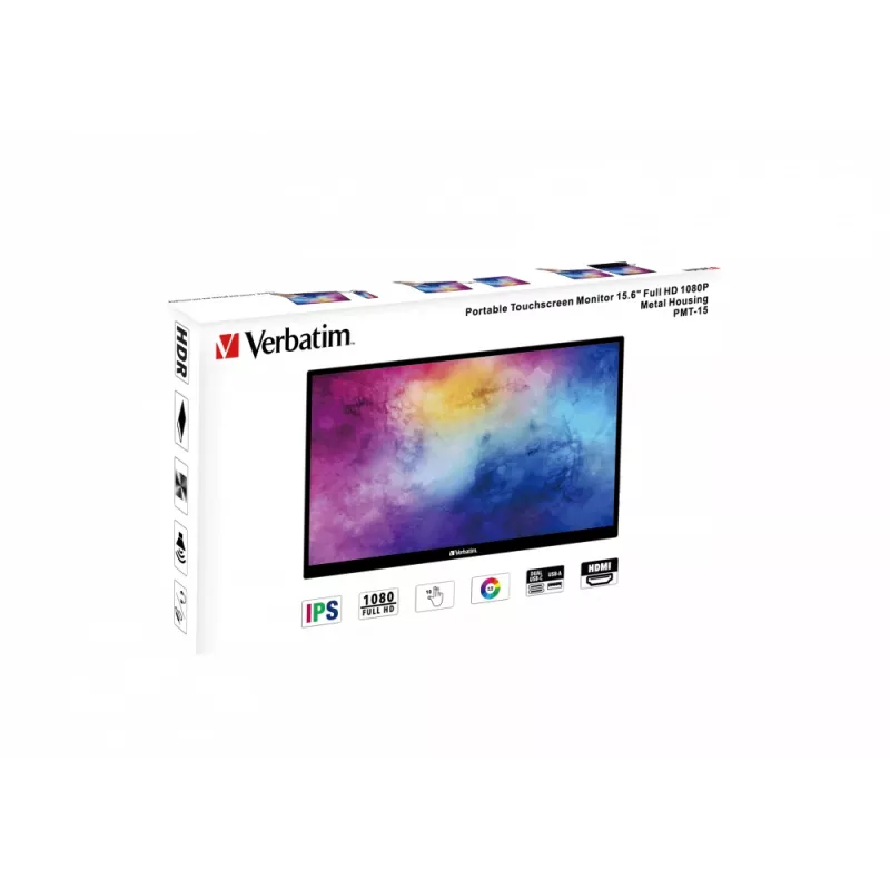 Verbatim 49592 monitor komputerowy 39.6 cm (15.6 cala) 1920 x 1080 pikseli Full HD LCD ekran dotykowy Czarny