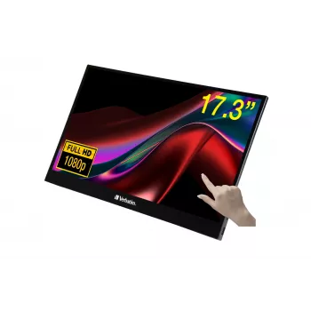 Verbatim 49593 monitor komputerowy 43,9 cm (17,3 cala) 1920 x 1080 pikseli Full HD LCD ekran dotykowy Czarny