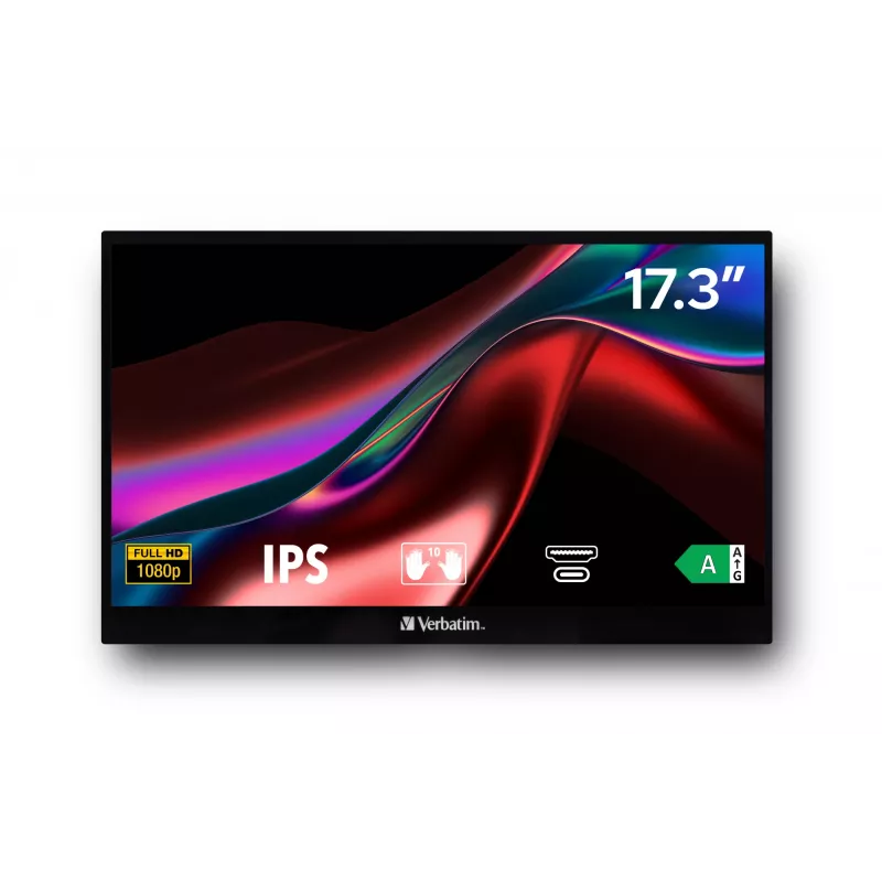 Verbatim 49593 monitor komputerowy 43,9 cm (17,3 cala) 1920 x 1080 pikseli Full HD LCD ekran dotykowy Czarny