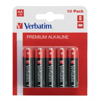 Verbatim AA Baterie alkaliczne, bateria jednorazowa, AA, alkaliczna, 1,5 V, 10 szt., czarny, czerwony