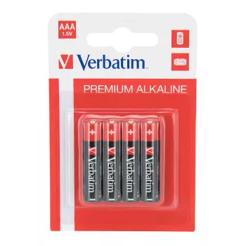 Verbatim AAA 4 Blister zestaw Baterie alkaliczne, Bateria jednorazowa, AAA, Alkaliczna, 1,5 V, 4 szt., Wielokolorowy