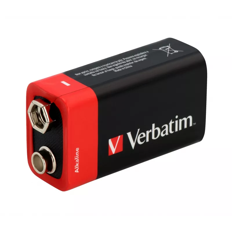 Baterie alkaliczne Verbatim 9 V, bateria jednorazowa, alkaliczna, 9 V, 1 szt., wielokolorowa, 46 g