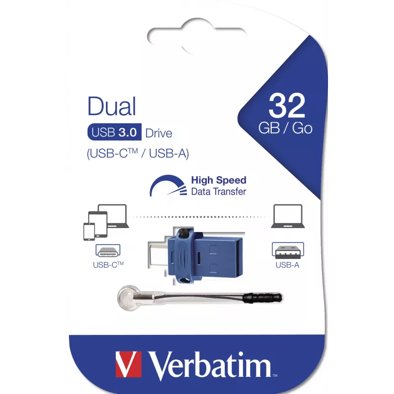 Verbatim Dual - USB 3.0 Drive 32 GB - USB-C / USB-A - niebieski