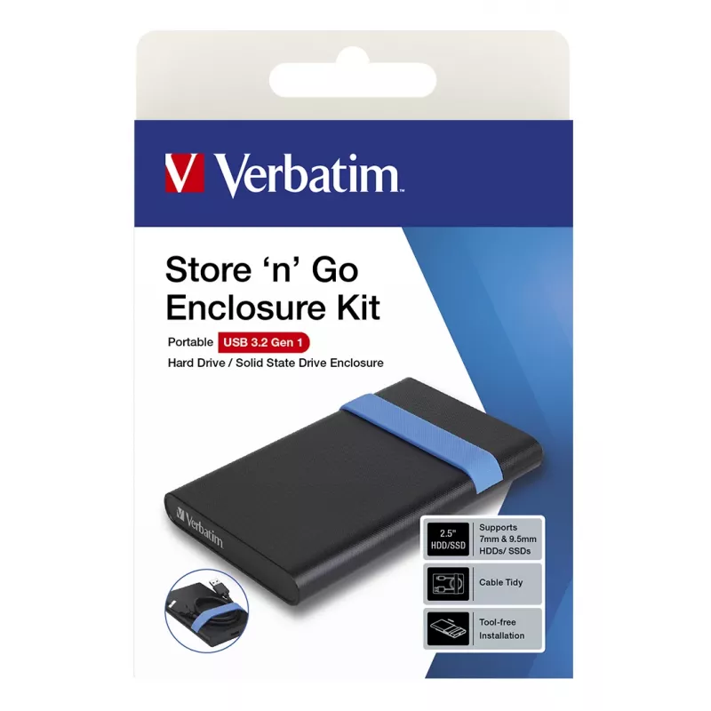 Zestaw obudowy Verbatim Store'N'Go HDD/SSD Czarny, Niebieski 2.5 cala