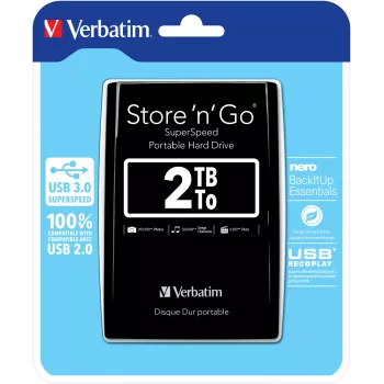 Verbatim Store 'n' Go USB 3.0 Przenośny dysk twardy 2 TB Czarny