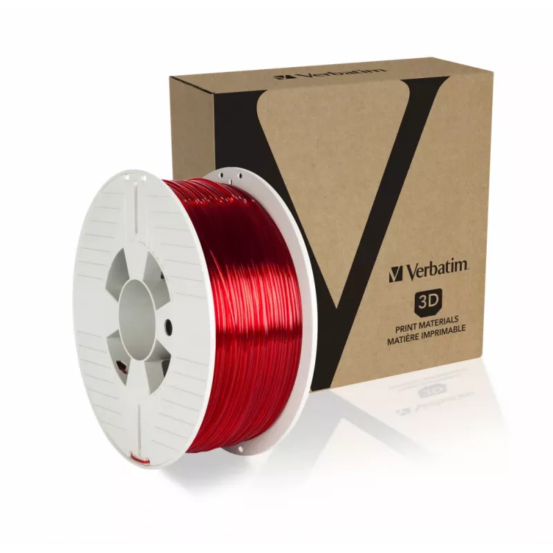 Verbatim 55054 materiał do druku 3D politereftalan glikolu etylenowego (PETG) Czerwony, Przezroczysty 1 kg
