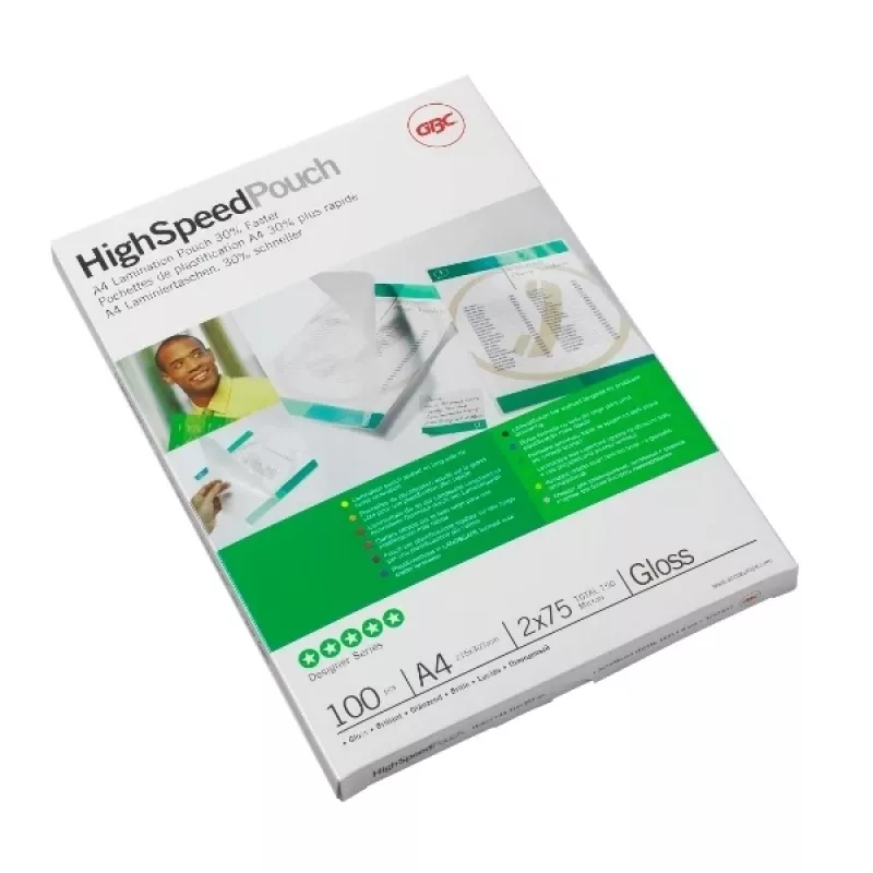 GBC Folia do laminacji A4 High Speed 75 mikronów, błyszcząca, A4, 216 mm, 0,15 mm, 303 mm, 100 szt.