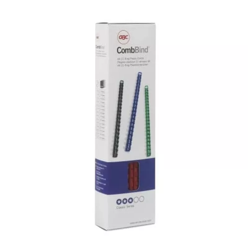 GBC CombBind Grzbiety do bindowania 10mm A4 21R, czarny, 65 arkuszy, polichlorek winylu (PVC), A4, 1 cm, 330 g
