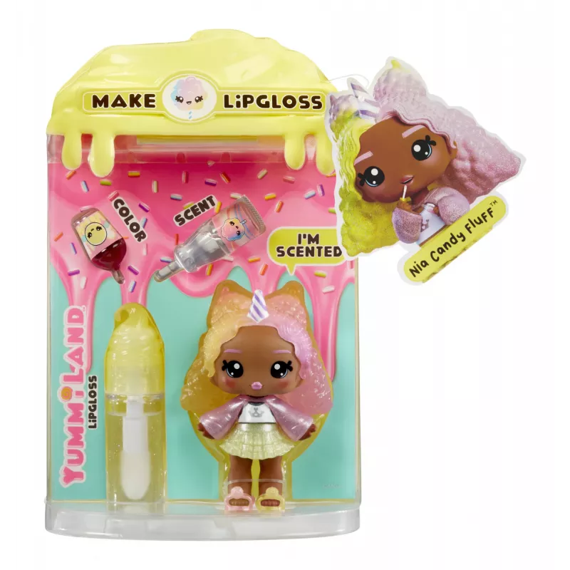 MGA Entertainment Yummiland Lip Gloss lalka Series 2- Cotton Candy (Nia Candy Fluff)