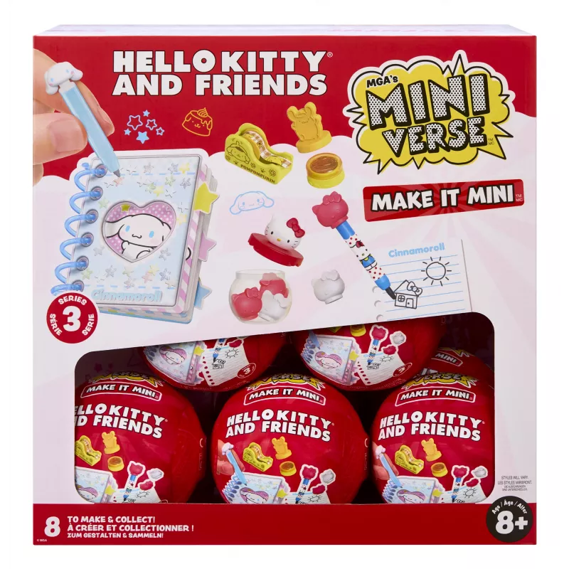 Miniverse Make It Mini Hello Kitty and Friends Seria 3, 8 lat, Hello Kitty, Wielokolorowy, Plastik, Żywica