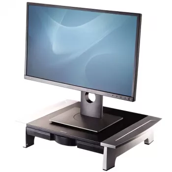 Podstawka pod monitor Fellowes z 5-stopniową regulacją wysokości - Office Suites podstawka pod monitor z tacką do przechowywania - Ergonomiczna regulowana podstawka pod monitor do komputerów - Maks. obciążenie 36 kg / maks. rozmiar 28 inch - grafitowa