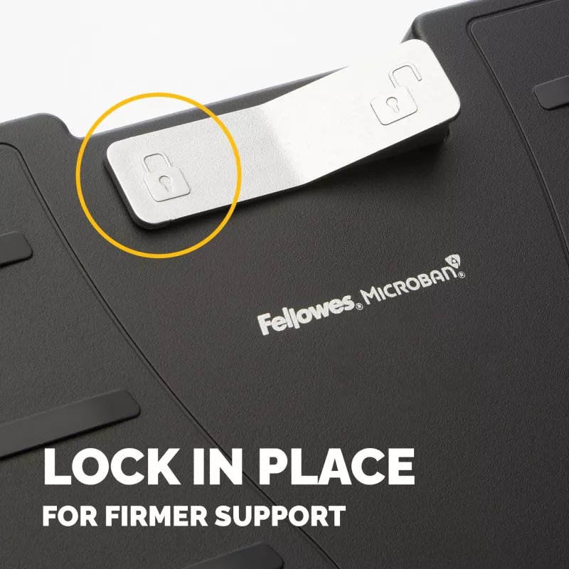 Fellowes Podnóżek pod Biurko - Office Suites podnóżek pod biurko ergonomiczny podnóżek z 3 pozycjami regulacji wysokości i technologią antybakteryjną - podnóżek stołek do biura i domu - czarny