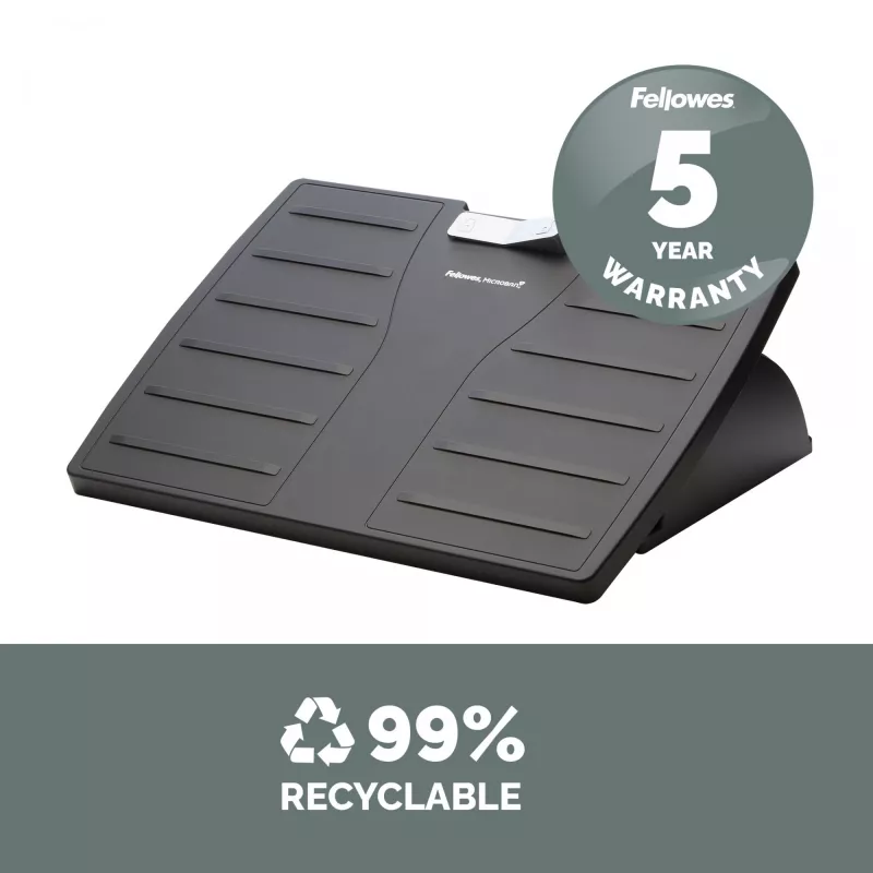 Fellowes Podnóżek pod Biurko - Office Suites podnóżek pod biurko ergonomiczny podnóżek z 3 pozycjami regulacji wysokości i technologią antybakteryjną - podnóżek stołek do biura i domu - czarny