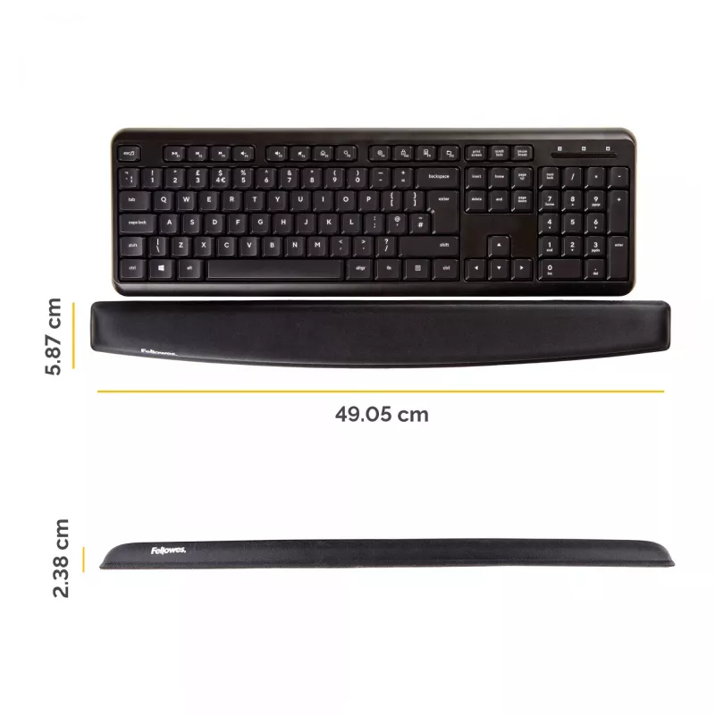 Podkładka pod nadgarstki Fellowes do klawiatury - pianka memory - ergonomiczna podpórka pod nadgarstki do komputera, laptopa, biura domowego - czarna
