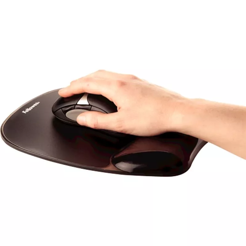 Podkładka pod mysz Fellowes Crystals Gel z żelową podpórką pod nadgarstek, czarna, 202×230 mm, 340 g