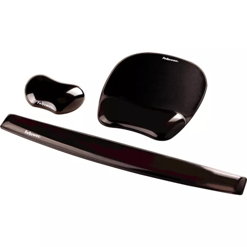 Podkładka pod mysz Fellowes Crystals Gel z żelową podpórką pod nadgarstek, czarna, 202×230 mm, 340 g