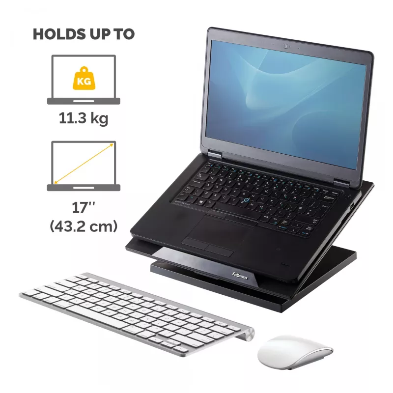 Fellowes Designer Suites Laptop Riser, Podstawka pod laptopa, Czarny, Tworzywo sztuczne, 43,2 cm (17 cali), 11,3 kg, FIRA International, EN ISO 9241-5