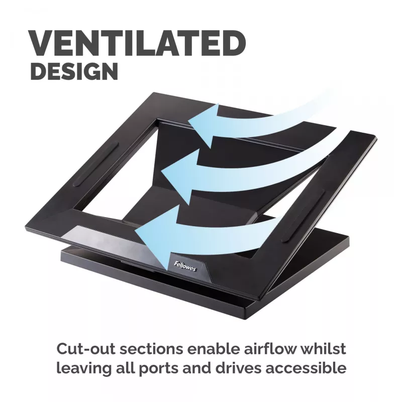 Fellowes Designer Suites Laptop Riser, Podstawka pod laptopa, Czarny, Tworzywo sztuczne, 43,2 cm (17 cali), 11,3 kg, FIRA International, EN ISO 9241-5
