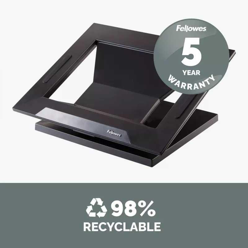 Fellowes Designer Suites Laptop Riser, Podstawka pod laptopa, Czarny, Tworzywo sztuczne, 43,2 cm (17 cali), 11,3 kg, FIRA International, EN ISO 9241-5