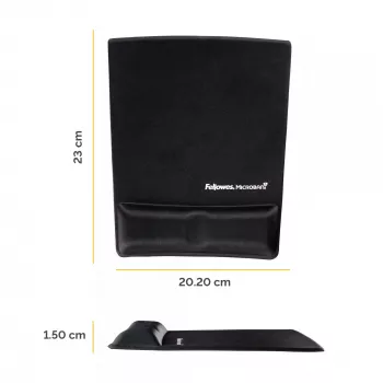 Fellowes mysz Mat Wrist Support - Health-V podkładka pod mysz z ochroną antybakteryjną - Ergonomiczna podkładka pod mysz do komputera, laptopa, użytku domowego i biurowego - Czarna