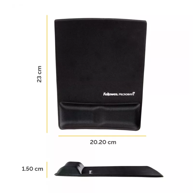 Fellowes mysz Mat Wrist Support - Health-V podkładka pod mysz z ochroną antybakteryjną - Ergonomiczna podkładka pod mysz do komputera, laptopa, użytku domowego i biurowego - Czarna