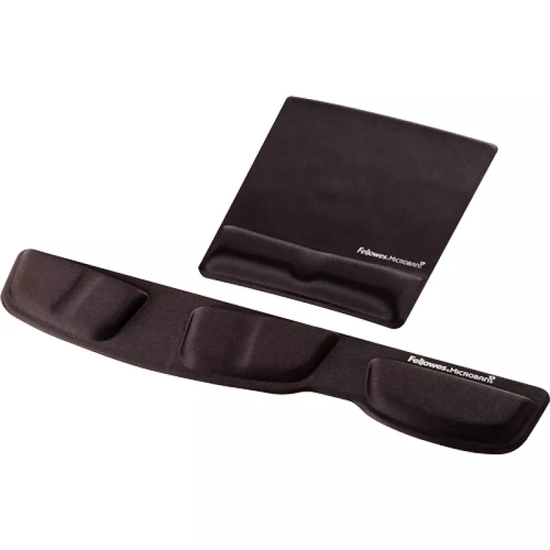 Fellowes mysz Mat Wrist Support - Health-V podkładka pod mysz z ochroną antybakteryjną - Ergonomiczna podkładka pod mysz do komputera, laptopa, użytku domowego i biurowego - Czarna