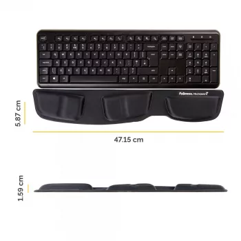 Fellowes Podpórka pod nadgarstki do klawiatury - Health-V Wrist Rest z ochroną antybakteryjną - Ergonomiczne wsparcie nadgarstka do komputera, laptopa, użytku w domowym biurze - Czarna