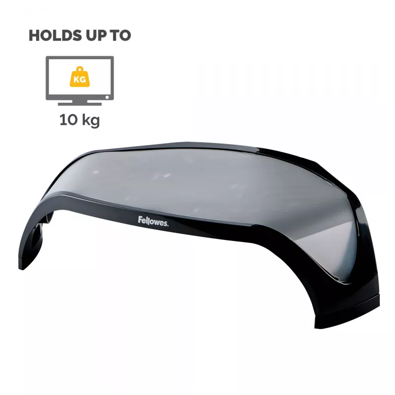 Podstawka pod monitor Fellowes z 3-stopniową regulacją wysokości - Smart Suites Monitor Riser - Ergonomiczna regulowana podstawka pod monitor do komputerów - Maks. waga 10 kg / Maks. rozmiar 21 cali - Czarna