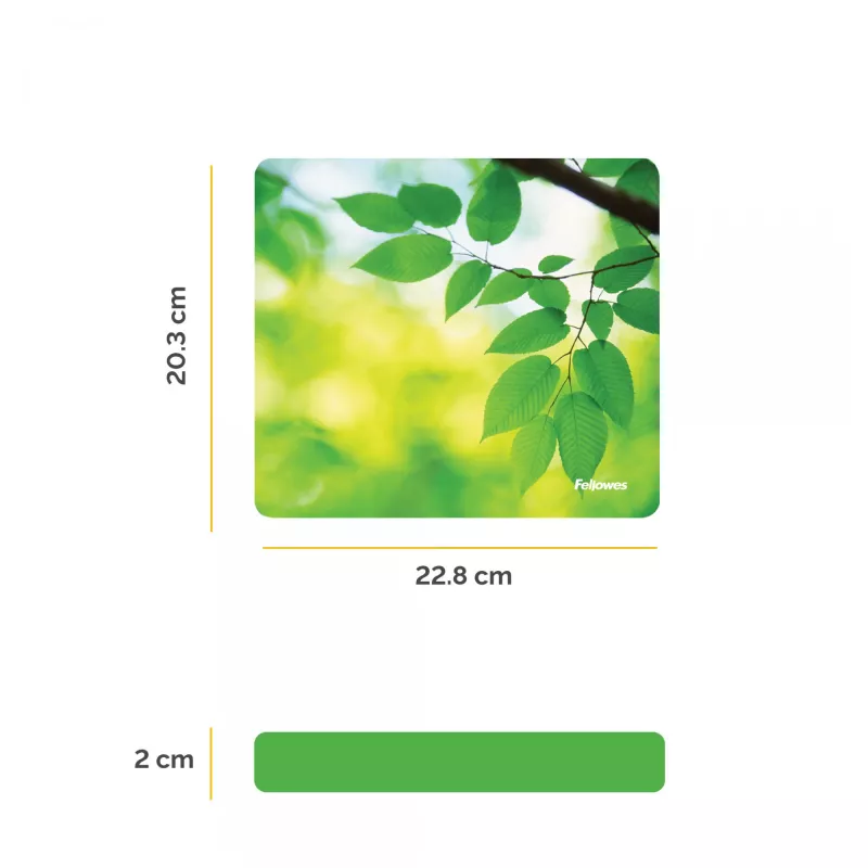 Podkładka pod mysz Fellowes Earth Series Liście, Zielony, Obraz, Plastik, Guma, Antypoślizgowa podstawa