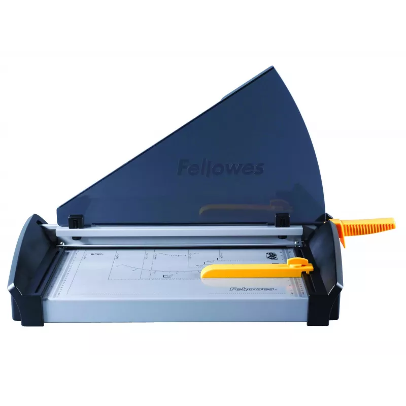 Gilotyna do papieru Fellowes Plasma A3/180 — długość cięcia 46 cm, pojemność 40 arkuszy, grafitowy/srebrny/żółty