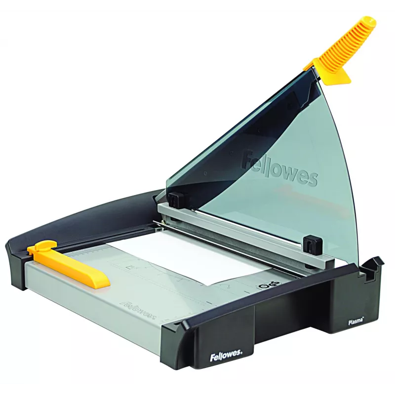 Gilotyna do papieru Fellowes Plasma A3/180 — długość cięcia 46 cm, pojemność 40 arkuszy, grafitowy/srebrny/żółty