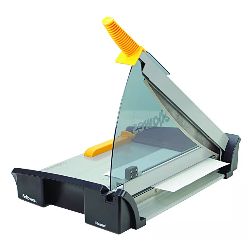 Gilotyna do papieru Fellowes Plasma A3/180 — długość cięcia 46 cm, pojemność 40 arkuszy, grafitowy/srebrny/żółty