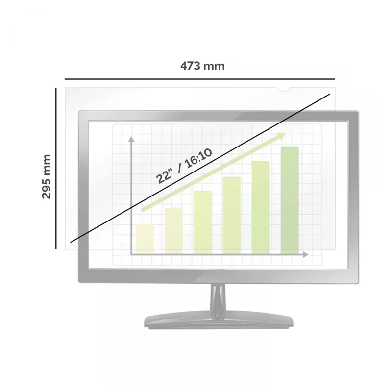 Fellowes PrivaScreen filtr prywatności, 55,9 cm (22 cale), 16:10, Monitor, bezramkowy filtr prywatności wyświetlacza, przeciwodblaskowy, prywatność, 110 g