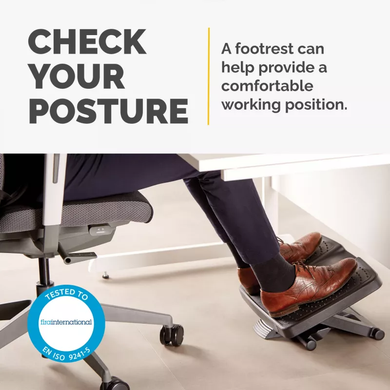 Fellowes Foot Rest Under Desk - Professional Series Ultimate Foot Support Ergonomic Foot Rest with 3 Height Adjustments & Massage Surface - Foot Rest Stool for Office & Home - Czarny