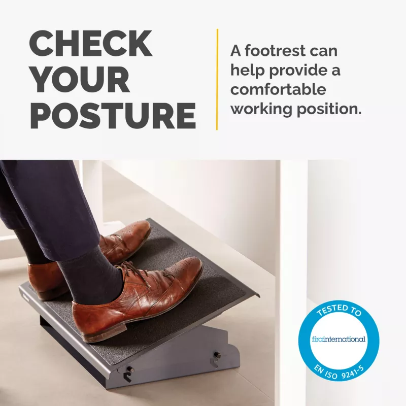 Fellowes Foot Rest Under Desk - Professional Series Under Desk Foot Rest Ergonomic Foot Rest with 3 Height Adjustable Positions & Non-Slip Platform Surface - Foot Rest Stool for Office & Home - Czarny