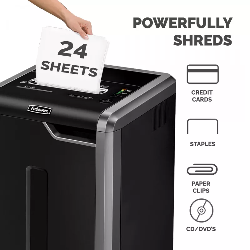 Fellowes Niszczarka 325Ci 24 arkusze niszczarka krzyżowa z pojemnikiem 83 litry wysoki poziom bezpieczeństwa P4