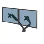 Fellowes Platinum Series Dual Monitor Arm - uchwyt monitora na dwa 40-calowe ekrany 8KG - regulowany podwójny uchwyt biurkowy - pochylenie 45°, obrót w płaszczyźnie poziomej 180°, obrót wokół osi 360°, VESA 75 x 75/100 x 100 - czarny