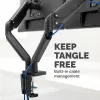 Fellowes Platinum Series Dual Monitor Arm - uchwyt monitora na dwa 40-calowe ekrany 8KG - regulowany podwójny uchwyt biurkowy - pochylenie 45°, obrót w płaszczyźnie poziomej 180°, obrót wokół osi 360°, VESA 75 x 75/100 x 100 - czarny