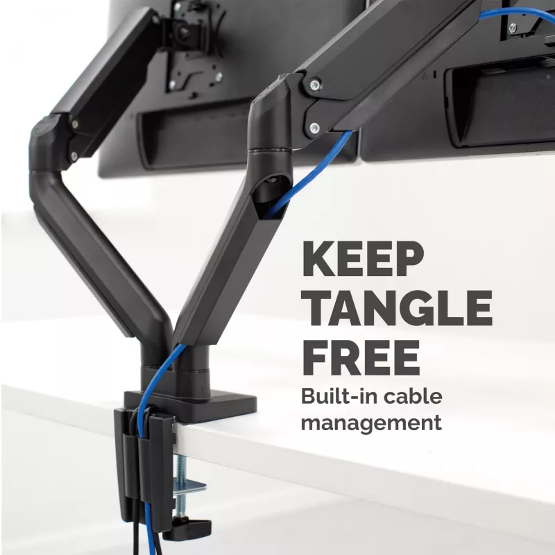 Fellowes Platinum Series Dual Monitor Arm - uchwyt monitora na dwa 40-calowe ekrany 8KG - regulowany podwójny uchwyt biurkowy - pochylenie 45°, obrót w płaszczyźnie poziomej 180°, obrót wokół osi 360°, VESA 75 x 75/100 x 100 - czarny