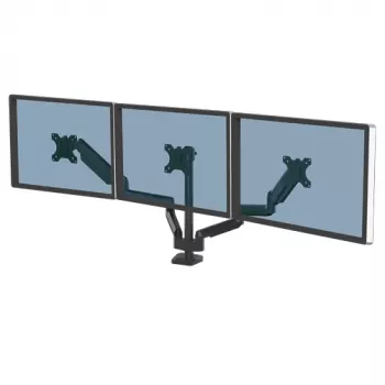 Fellowes Platinum Series Triple Monitor Arm - Monitor Mount for Three 7KG 27 inch Screens - Adjustable Triple Monitor Desk Mount - Tilt 45° Pan 180° Swivel 360° Rotation 360°, VESA 75 x 75/100 x 100 - Czarny