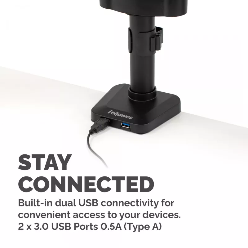 Fellowes Platinum Series Triple Monitor Arm - Monitor Mount for Three 7KG 27 inch Screens - Adjustable Triple Monitor Desk Mount - Tilt 45° Pan 180° Swivel 360° Rotation 360°, VESA 75 x 75/100 x 100 - Czarny