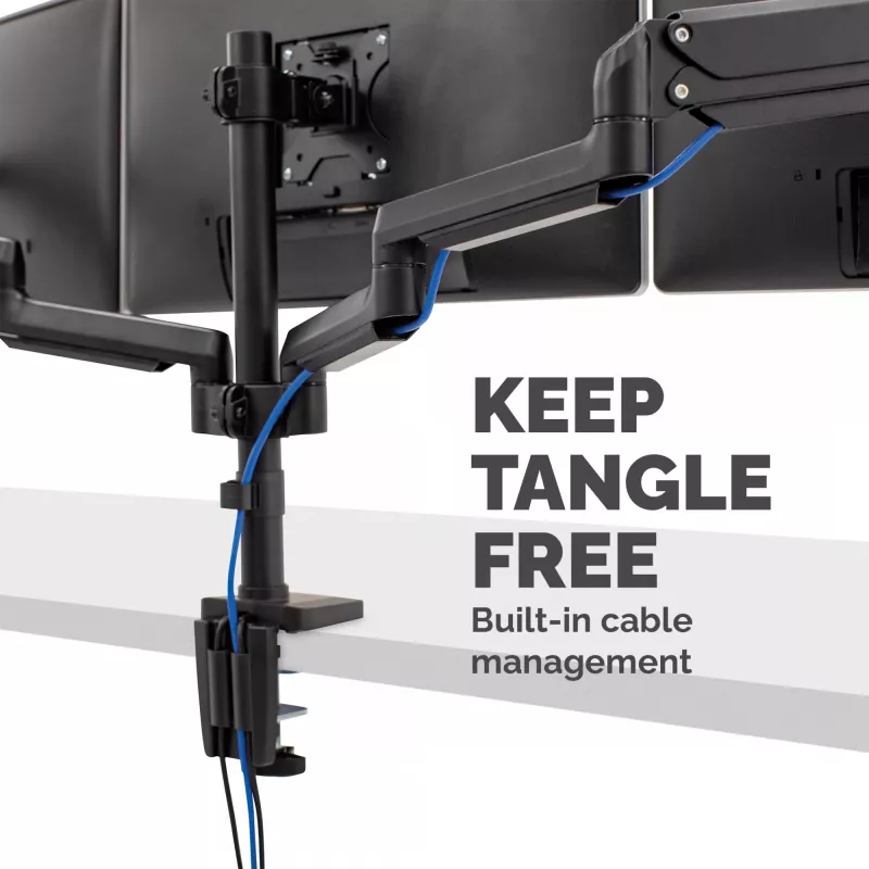 Fellowes Platinum Series Triple Monitor Arm - Monitor Mount for Three 7KG 27 inch Screens - Adjustable Triple Monitor Desk Mount - Tilt 45° Pan 180° Swivel 360° Rotation 360°, VESA 75 x 75/100 x 100 - Czarny