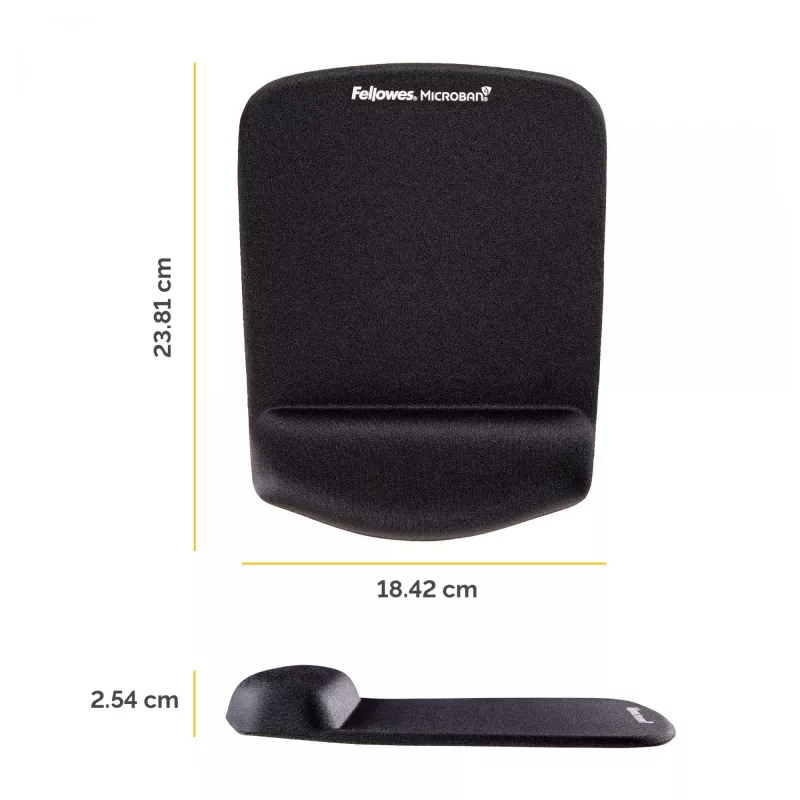 Fellowes mysz Mat Wrist Support - PlushTouch mysz Pad with Non Slip Rubber Base & Antibacterial Protection - Ergonomic mysz Mat for Computer, Laptop, Home Office Use - Czarny