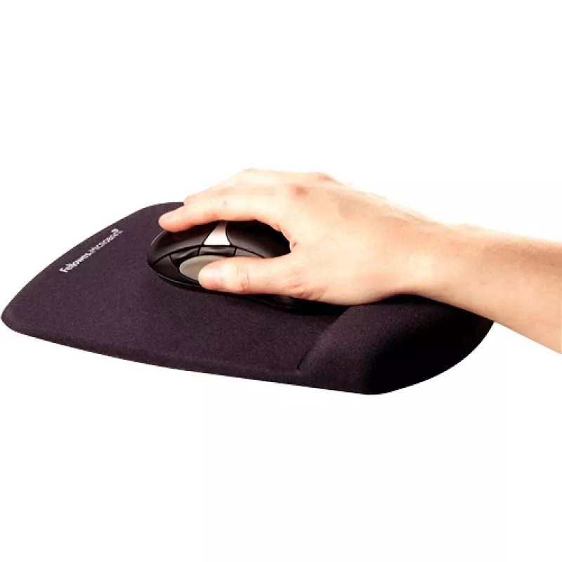 Fellowes mysz Mat Wrist Support - PlushTouch mysz Pad with Non Slip Rubber Base & Antibacterial Protection - Ergonomic mysz Mat for Computer, Laptop, Home Office Use - Czarny